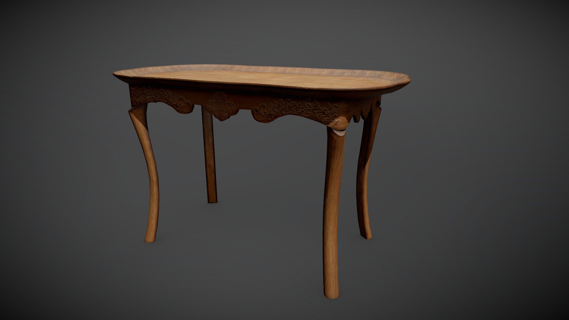 Antique Tray Table, it contains one material (base color, normal, roughness) - Antique Tray Table - Buy Royalty Free 3D model by Tomislav Tomljenović (@Tomislav_Tomljenovic) 3d model