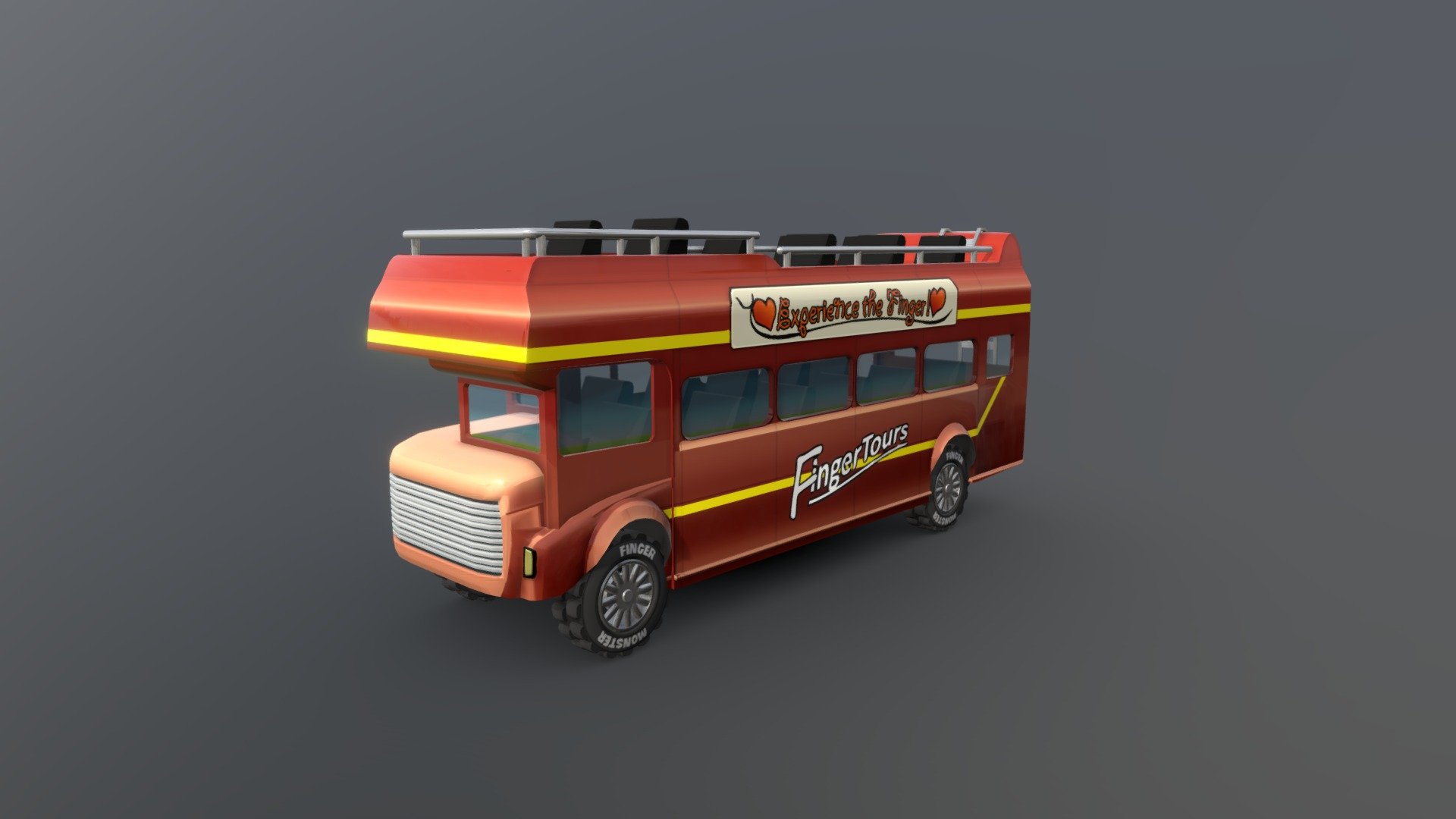 3D model based on Tourist bus featured in Hill Climb Racing mobile game by Fingersoft 3d model