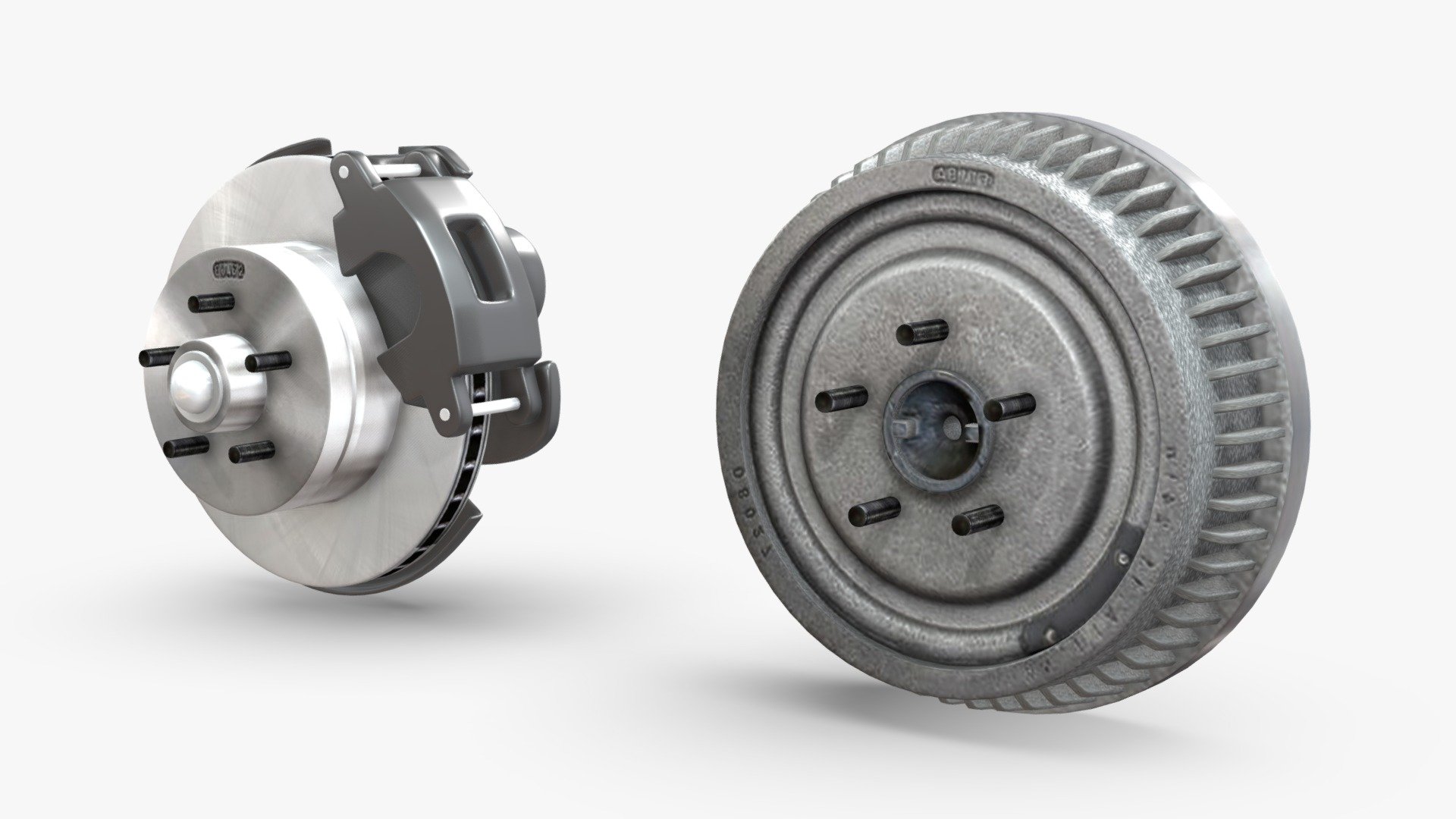 NNAVAS 3D store.

3D model of a car/truck disc and drum brake.

The brakes exterior is great for close range renders.

The model was created with 3DS Max 2016 using the open subdivision modifier which has been left in the stack to adjust the level of detail.

FBX, OBJ and 3DS files have been included in separated HI and LO subdivision versions.

The model has 4.850 polygons with subdivision level at 0 and 19.288 at level 1.

Renderer: V Ray.

MATERIALS AND TEXTURES:

All materials and textures are included and mapped in all files, settings might have to be adjusted depending on the software you are using. 

Textures are in PNG format with 1024x1024 resolution 3d model