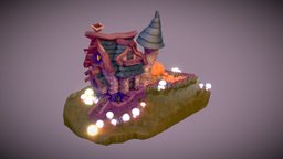 The Witchs House forest, cute, mushroom, set, houses, fae, mushrooms, stylised, glow, witches, glowing, emission, stylized-environment, emission-tree-glowing-fantasy, witch, house, stylized, glowing_crystals