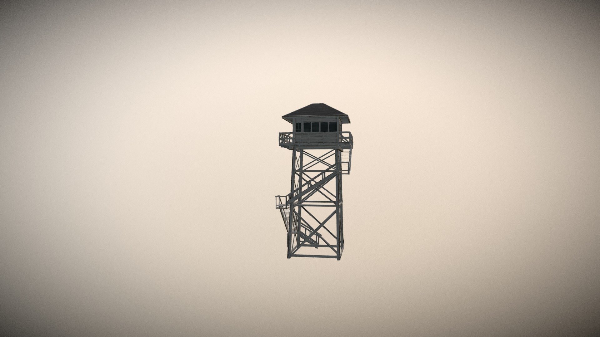 A forest fire lookout tower that you could find in the US forests back in the day, inspired upon the tower from the Firewatch game

Modeled from scratch, kept an eye on the polycount as its supposed to be a small building for Cities:Skylines

512x1024 textures. textured in adobe photoshop and modeled in Autodesk Maya 2016 - Fire lookout tower - 3D model by Evangeline (@EvametryE) 3d model