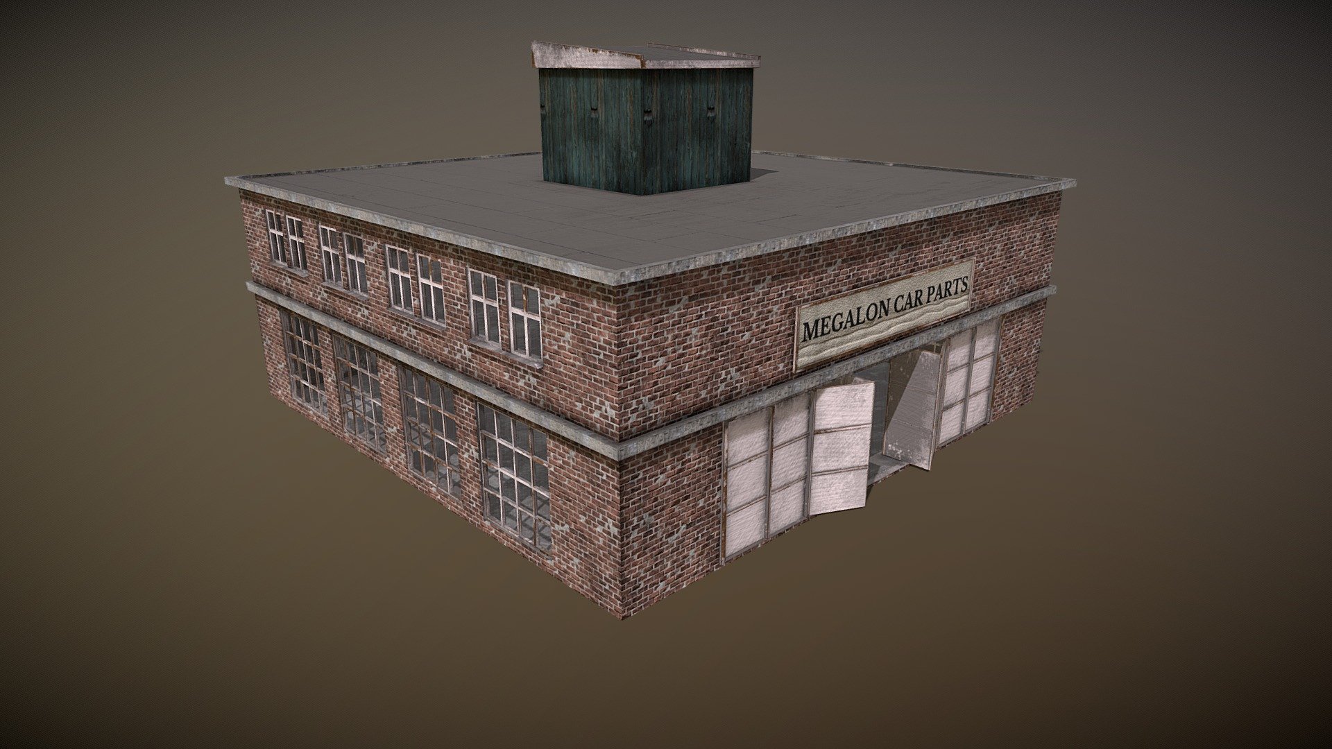 Enterable building with loose doors, have stairs so you can reach all the way to the roof, 4096 pbr material with DX normalmap - Post- Apo Factory - Buy Royalty Free 3D model by Thunder (@thunderpwn) 3d model