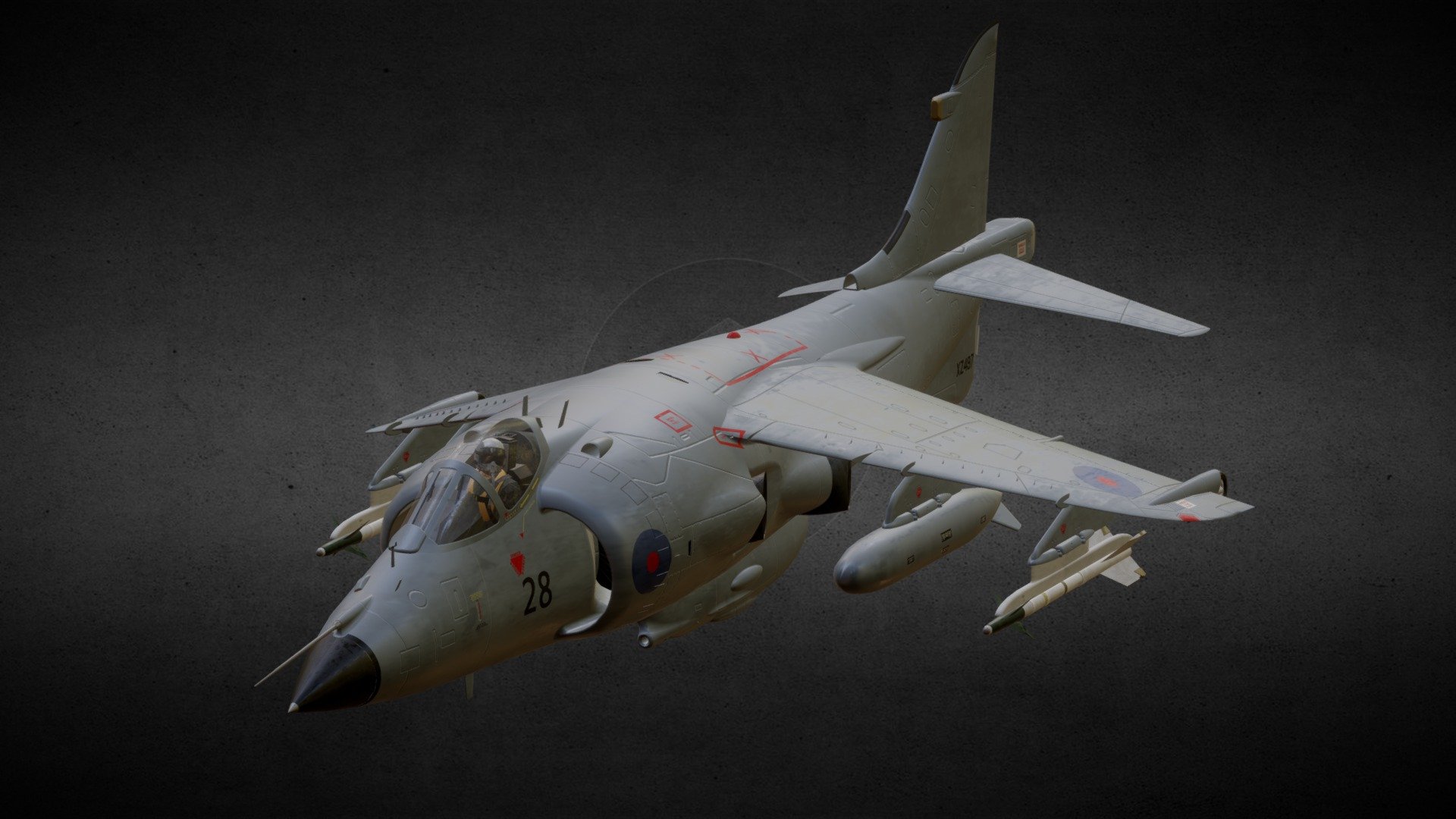 3D Representation of the BAe Sea Harrier FRS.1 of the &ldquo;801 Naval Air Squadron