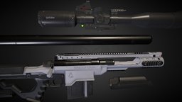“Snow Owl” Sniper Rifle scope, sniper, sniper-rifle, weapon-3dmodel, sniper-scope, weapon, gun, environment