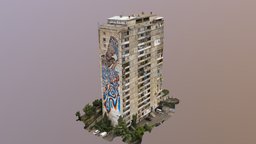 House with Zebras Mural (half) apartment, graffiti, mural, georgia, tbilisi, metashape, agisoft