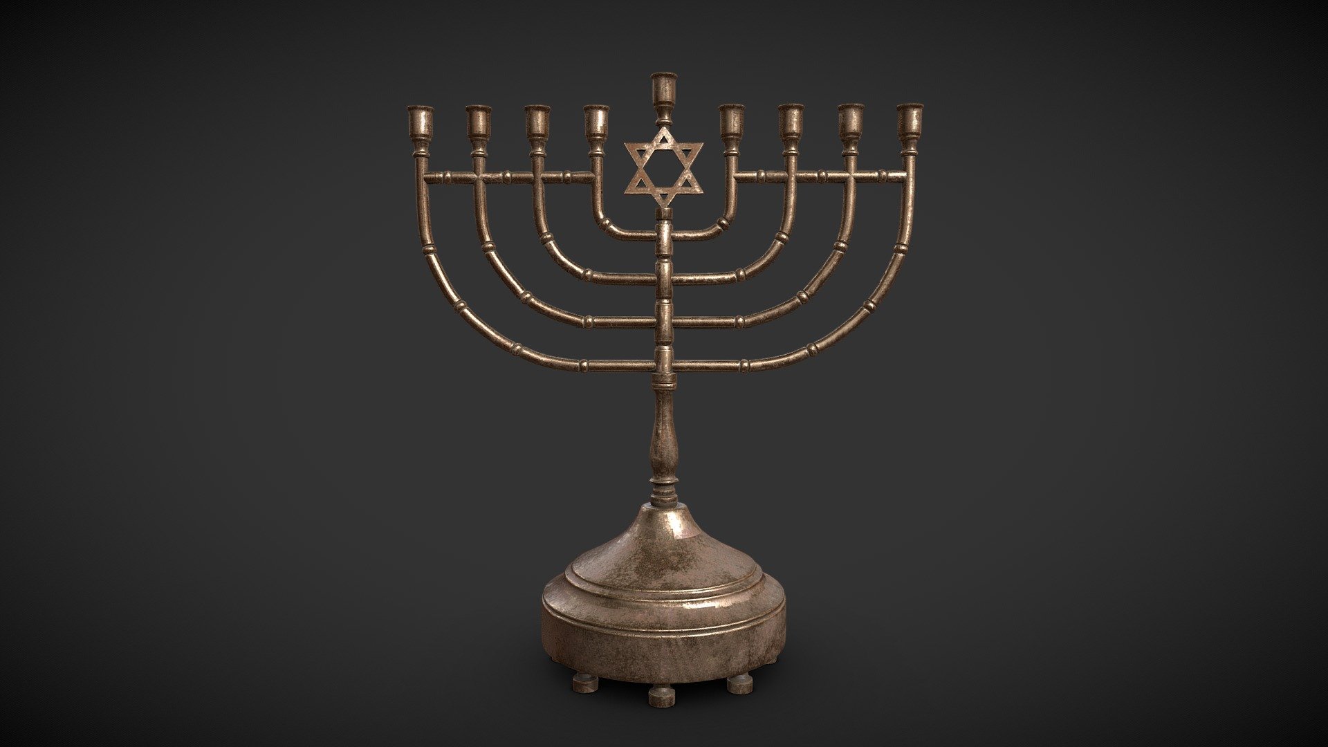The Chanukiah (sometimes called a menorah) is the nine-branched candelabrum that is used on Chanukah.

This download contains a blender file, FBX, OBJ and DAE. It includes PBR materials for any 3D modelling/Animation software such as Blender, Maya, C4d, 3ds Max, etc. The PBR materials have also been converted so it is compatible with both Unity and Unreal Engine 4/5.

Thank you for choosing this product 3d model