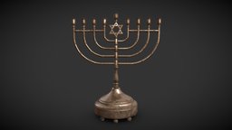 Chanukiah antique, candle, jewish, religious, ue4, menorah, chanukah, candleabra, unity, pbr, chanukiah