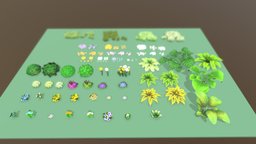 Stylized low poly plants(latest) plants, flowers, foliage, bush, bushes, unity, unity3d, lowpoly