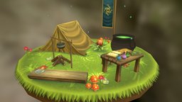 Camp flower, assets, camp, props, nature, potions, maya, handpainted, game, photoshop, lowpoly, 3dmodeling
