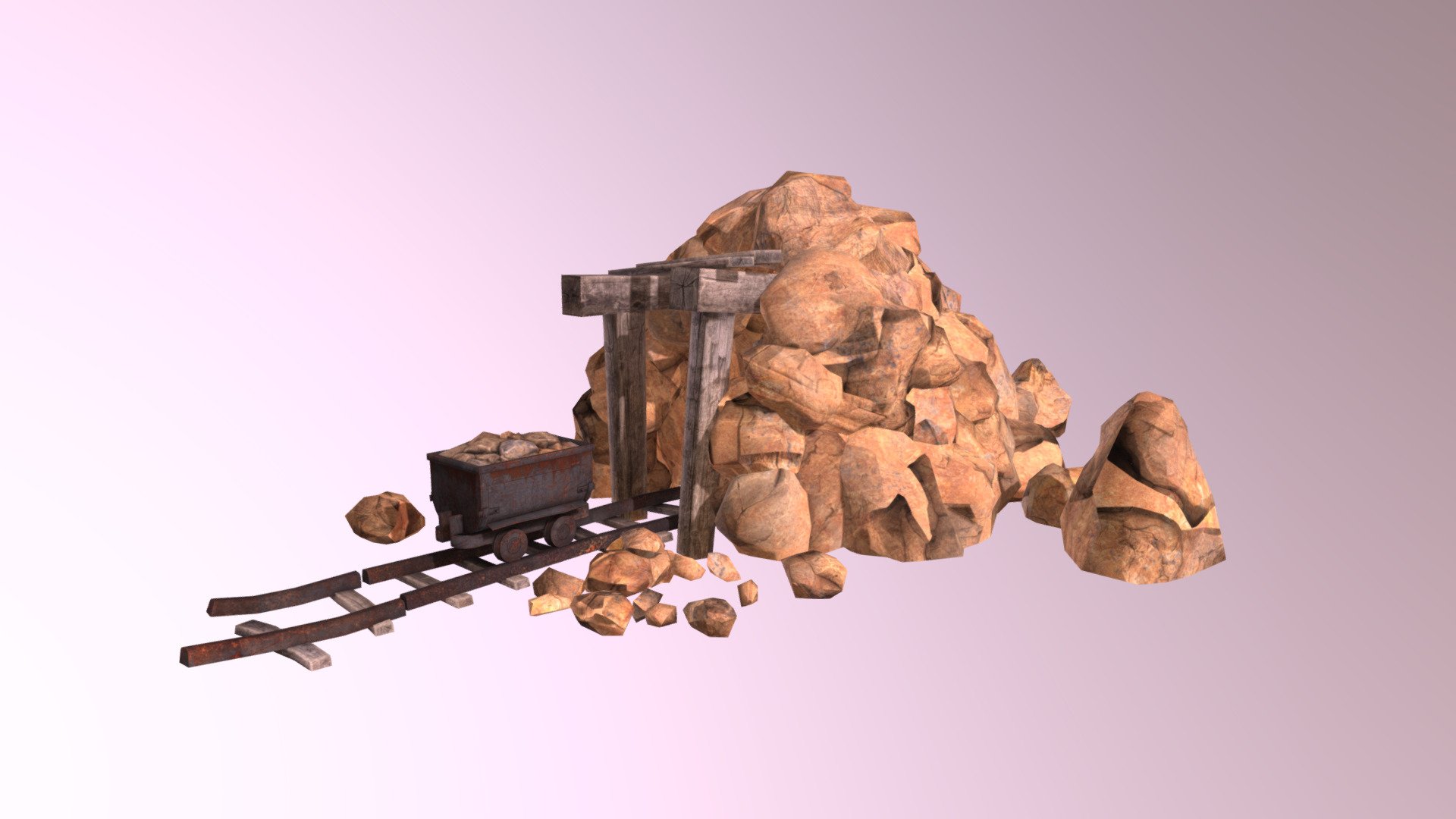 3D Gold Mine.

The pack has highly detailed Gold Mine ready for use in your project. Just drag and drop prefabs into your scene and achieve beautiful results in no time. 
Available formats FBX, 3DS Max 2017

We are here to empower the creators. Please contact us via the https://aaanimators.com/#contact-area if you are having issues with our assets. Our team will get back to you momentarily.

Mesh complexities:


Gold_Mine_Cart 1877 verts; 2076 tris uv 


Gold_Mine_Stone_01 a 1476 verts; 2454 tris uv 


Gold_Mine_Stone_01 b  455 verts; 816 tris uv 


Gold_Mine_Stone_01 c 188 verts; 314 tris uv 


Gold_Mine_Stone_01 d 56 verts; 82 tris uv 


Gold_Mine_Stone_01 e 48 verts; 70 tris uv 


Gold_Mine_Stone_01 f 90 verts; 140 tris uv 


Gold_Mine_Stone_02 a 1334 verts; 2154 tris uv 


Gold_Mine_Stone_02 b 705 verts; 1176 tris uv 


Includes 3 sets of textures with 3 materials:

● Diffuse

● Normal

● Specular - Gold Mine - Buy Royalty Free 3D model by aaanimators 3d model
