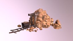 Gold Mine train, rails, track, mine, mining, cart, cave, industry, cableway, diamond, stones, coal, dumper, goldmine, stone, industrial, gold
