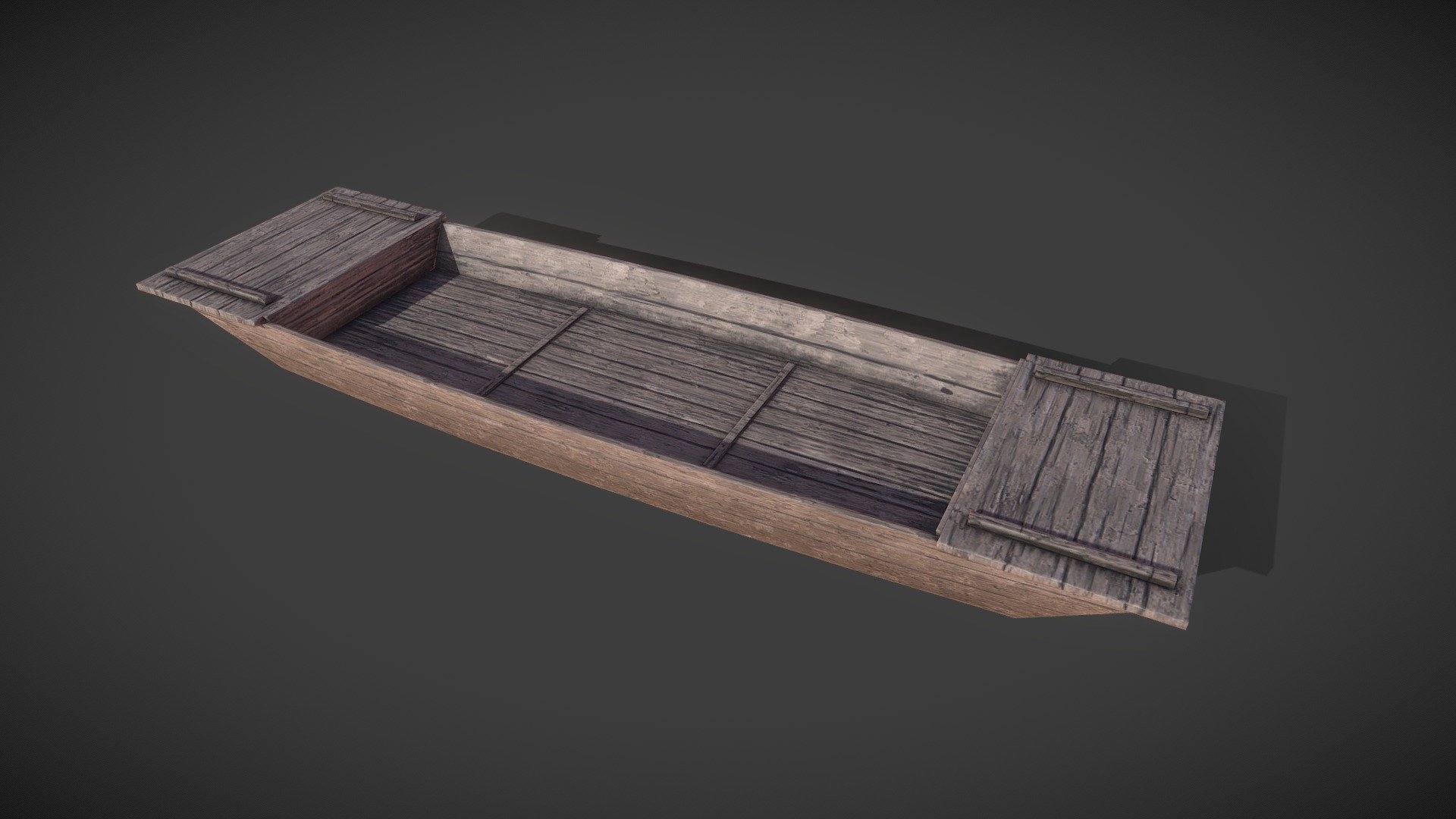 Simple asian-looking old fishing boat, made with Blender and Substance Painter. 220tris, 1024x1024 texture resolution - Wooden boat - 3D model by KZNYKN 3d model