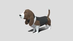 Low Poly Cartoon Basset Hound Dog topology, dog, vr, domestic, realistic, basset-hound, low-poly, cartoon, lowpoly, gameart, animal, gameready