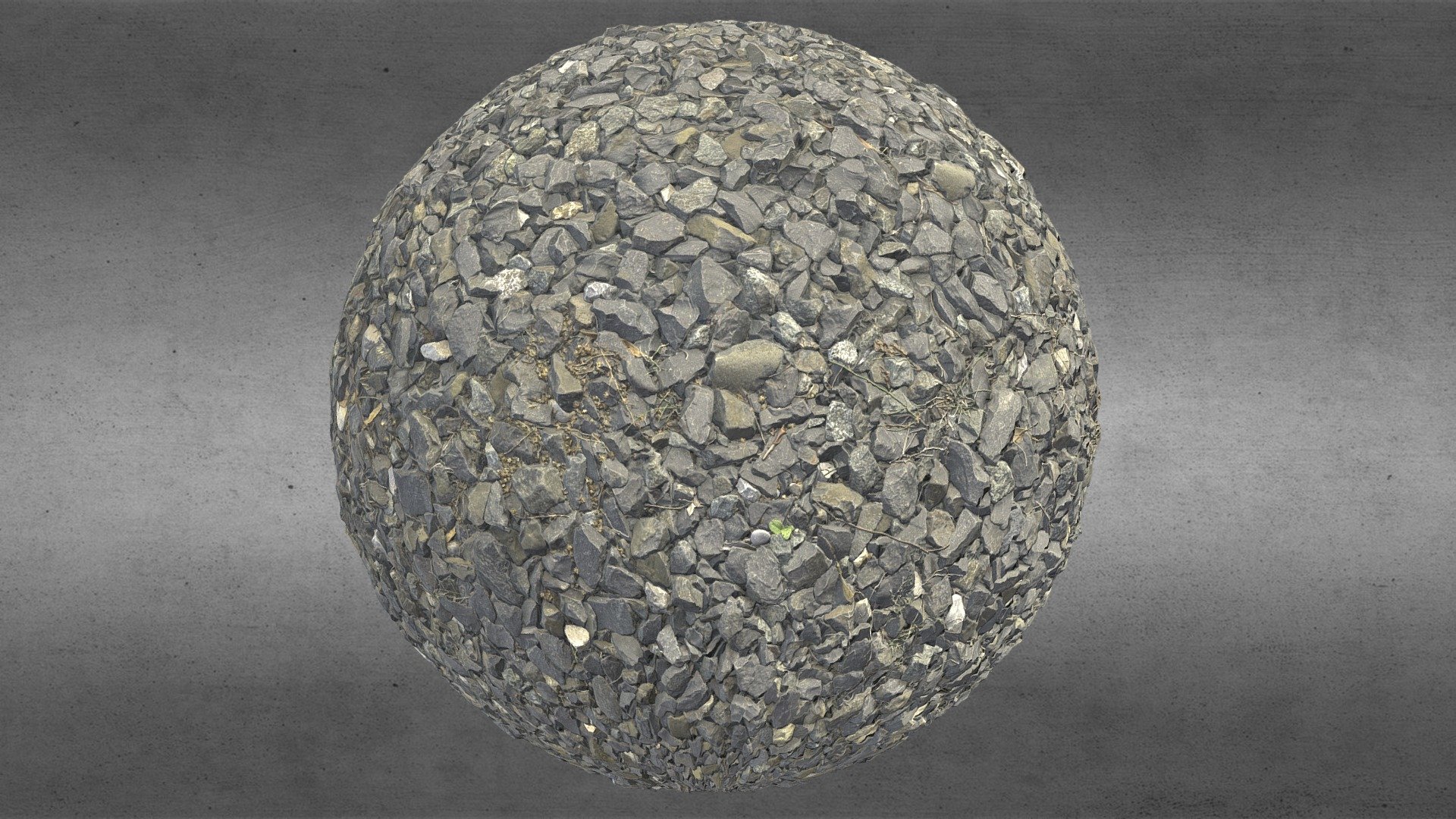 Photogrammetry Material.
Railway gravel (Ventimiglia-Cuneo-Nice railway line) 

4k texture displayed (Sketchfab gives problems when I try to upload 8k).
8k textures included.
Tileable, PBR
Maps:


Base Color
Normal
Roughness
Height
Ambient Occlusion

 - Railway gravel 4k/8k Tileable Material (Scan) - Buy Royalty Free 3D model by Stefan-Limon (@Stefan-I-O) 3d model