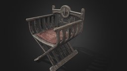 Medieval Scissor Chair 1 vintage, medieval, medieval-prop, medievalfantasyassets