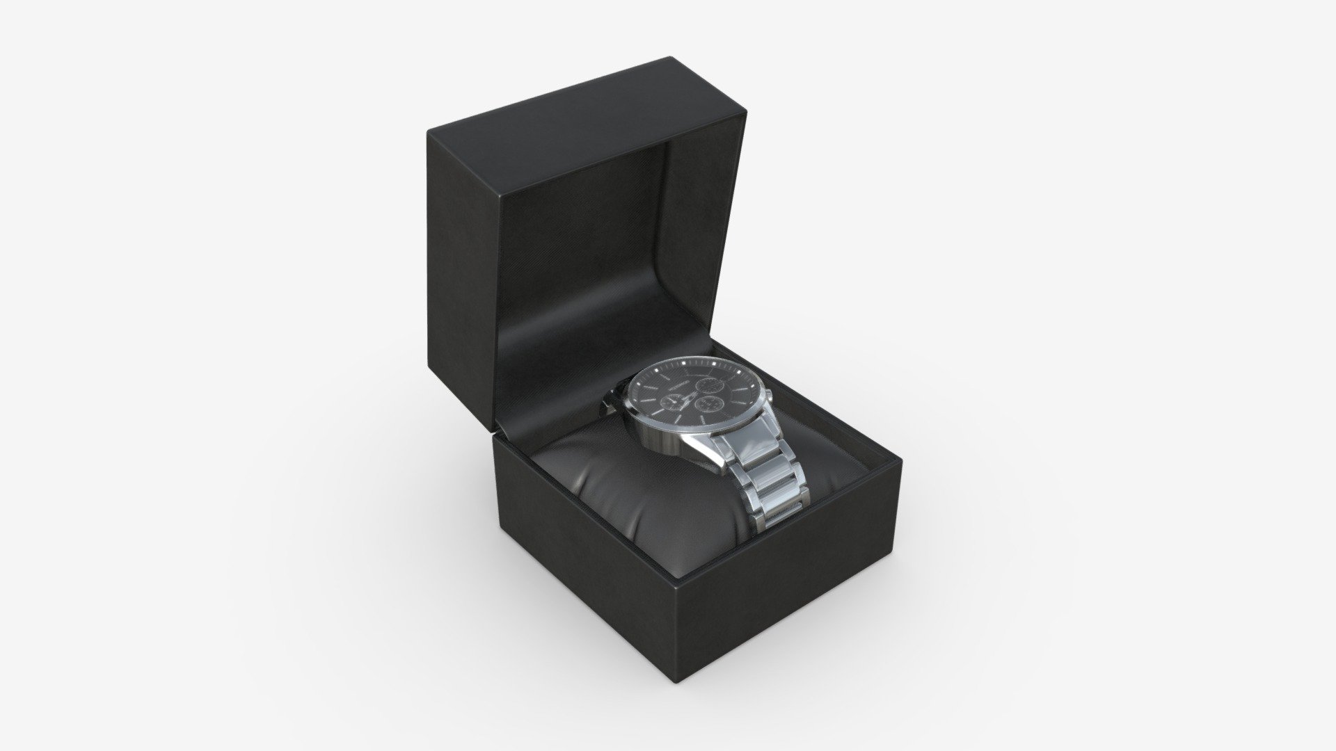 Wristwatch with Steel Bracelet in box 02 - Buy Royalty Free 3D model by HQ3DMOD (@AivisAstics) 3d model