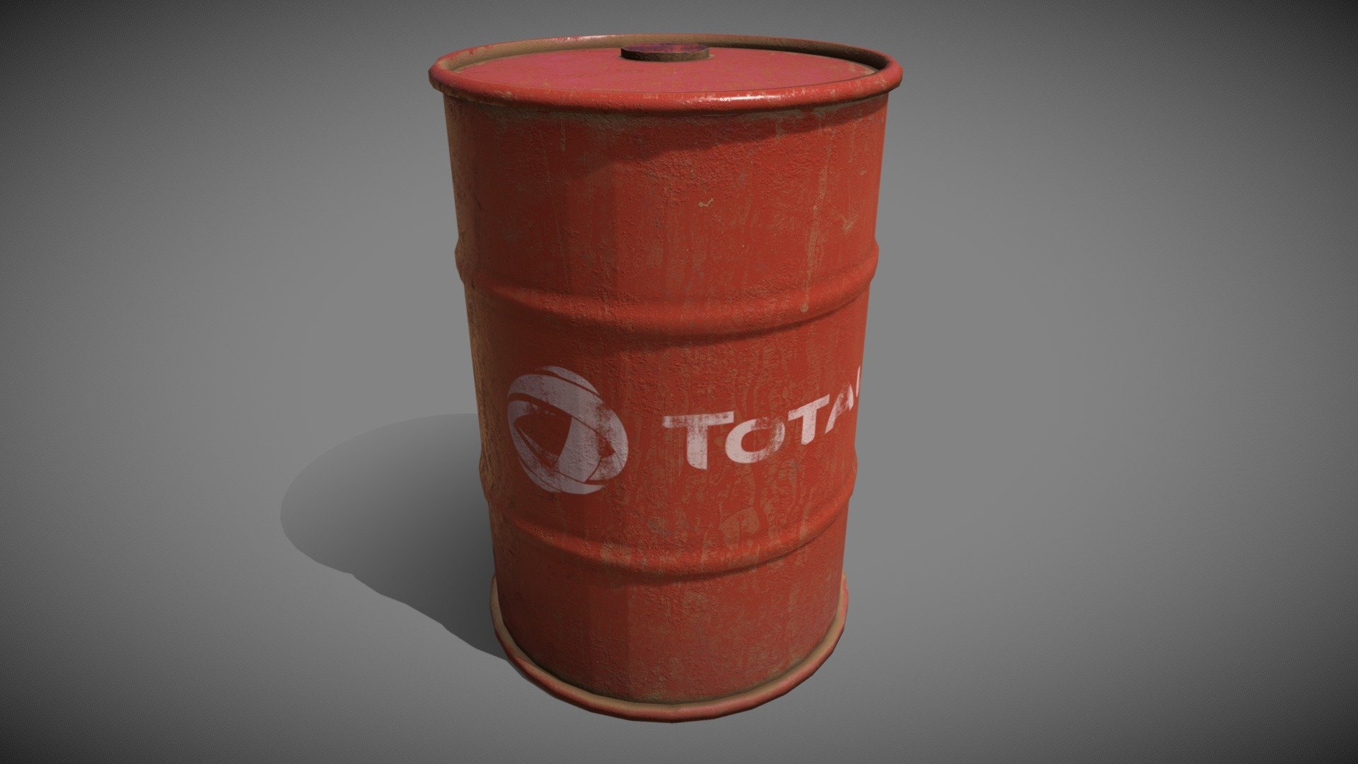 A red Total fuel barrel. Dirty and rusty. Low Poly model ready for game use 3d model