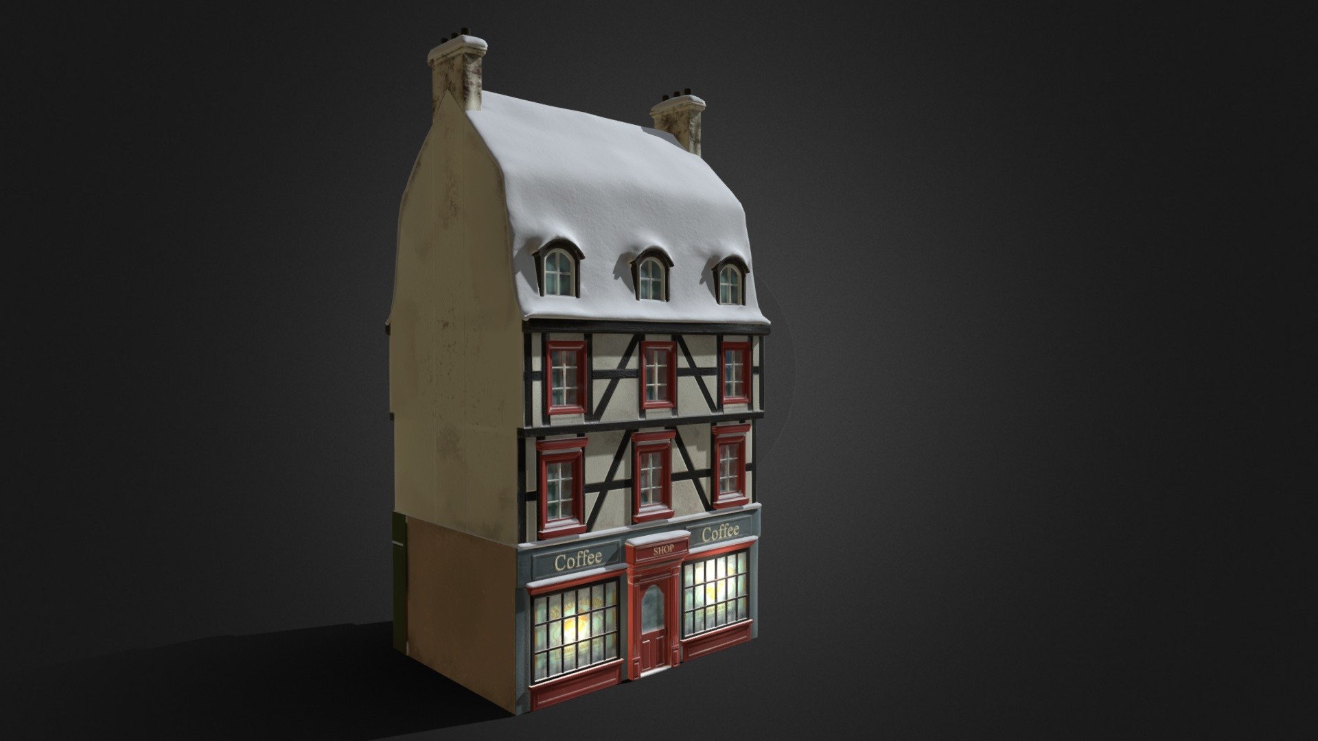 House-1.2 is lowpoly model. It is one of models of “Town Square Christmas” models set. It will suit for winter scene. Model has Diffuse, Gloss, Specular, Normal and Emission maps made in JPG format. Demo Video: https://www.youtube.com/watch?v=pUWNnTRnEK8 - House-1.2 - Buy Royalty Free 3D model by Vaarg 3d model