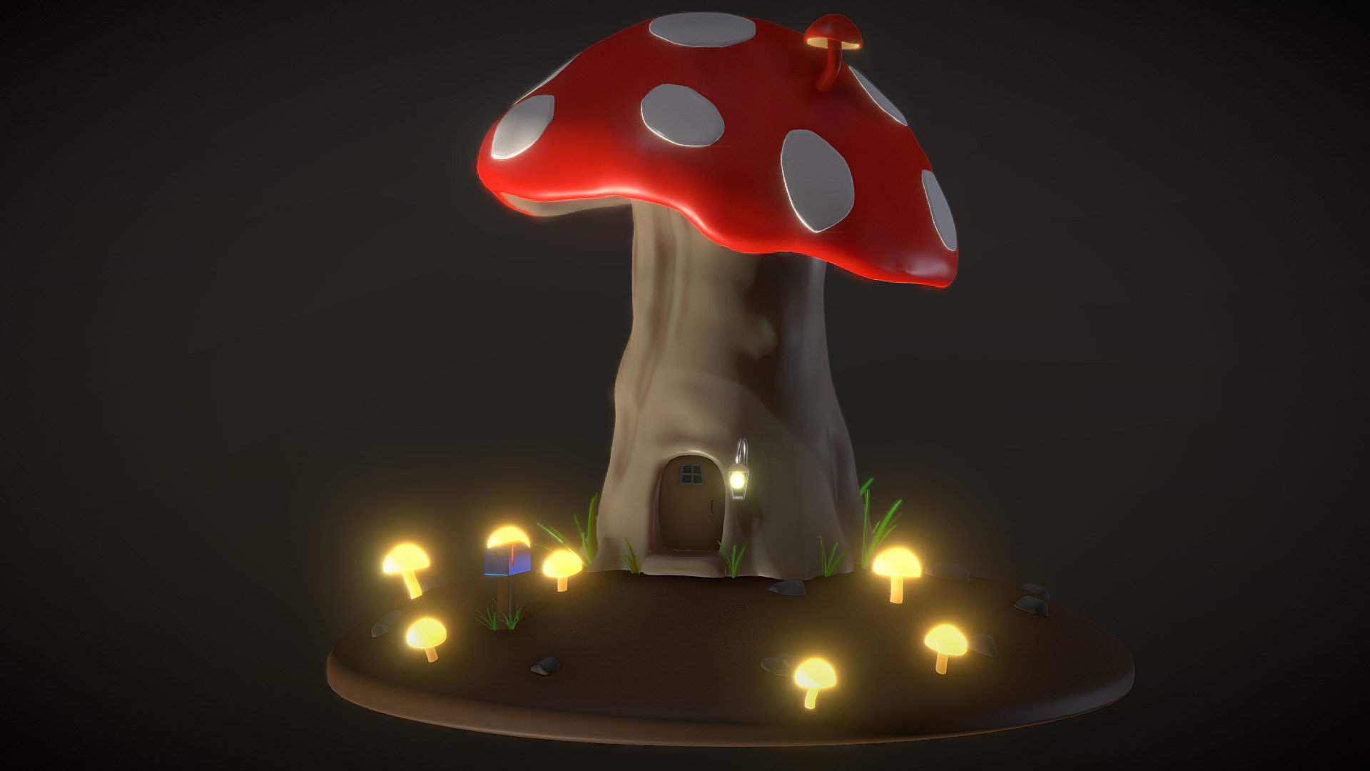 A mushroom house I created. Made with Blender 3d model