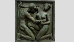 Bas relief homme et femme bronze, architectural, ornament, gallery, statue, museum, woman, mural, musee, oeuvre, man, decoration, sculpture