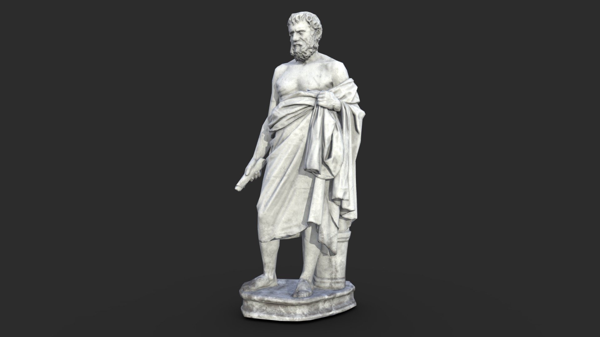This Philosophe Antique Statue in granite material includes 6 LODs and a collider set. 

The asset is available in realistic style and can be used in any game (post-apo, first person shooter, GTA like, historical… ). All objects share a unique material for the best optimization for games.

This AAA game asset of an antique sculpture will embellish you scene and add more details which can help the gameplay and the game-design or level-design.

All textures are PBR ready and available in 4K.

Low-poly model &amp; Blender native 3.3

SPECIFICATIONS


Objects : 1
Polygons : 3965
Render engine : Eevee (Cycles ready)

GAME SPECS


LODs : Yes (inside FBX for Unity &amp; Unreal)
Numbers of LODs : 6
Collider : Yes

EXPORTED FORMATS


FBX
Collada
OBJ

TEXTURES


Materials in scene : 1
Textures sizes : 4K
Textures types : Base Color, Metallic, Roughness, Normal (DirectX &amp; OpenGL), Heigh, AO (also Unity &amp; Unreal ARM workflow maps)
Textures format : PNG
 - Greek Man Statue - Granite - Buy Royalty Free 3D model by KangaroOz 3D (@KangaroOz-3D) 3d model