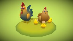 3December 2022 Day 2: Farm Animals challenge, chicken, rooster, hen, 3december, blender, lowpoly, gameart, farm-animals, 3december2022challenge