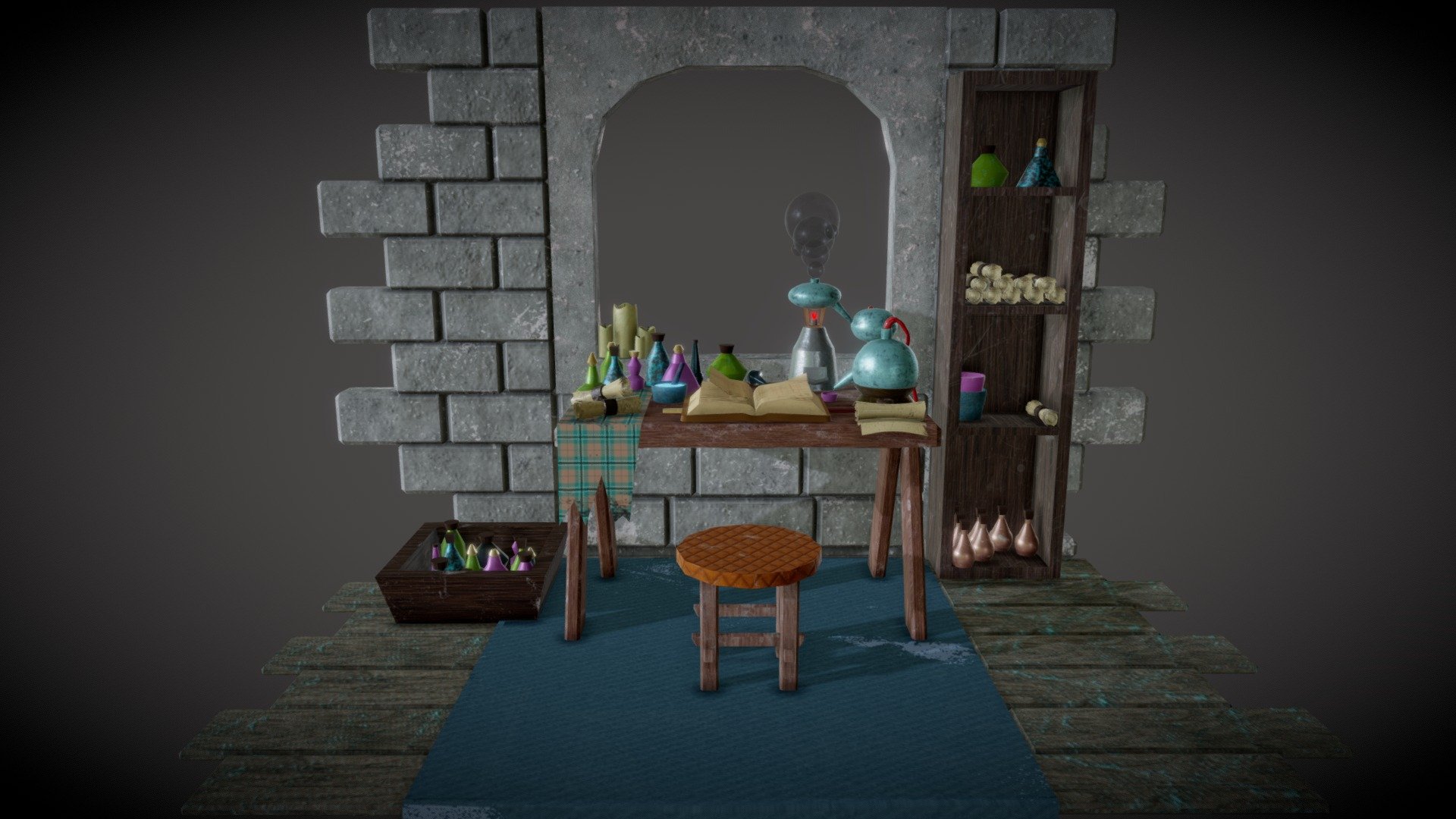 The secret alchemical room to create elixir for the witchers - Secret alchemical room - 3D model by big-arch 3d model