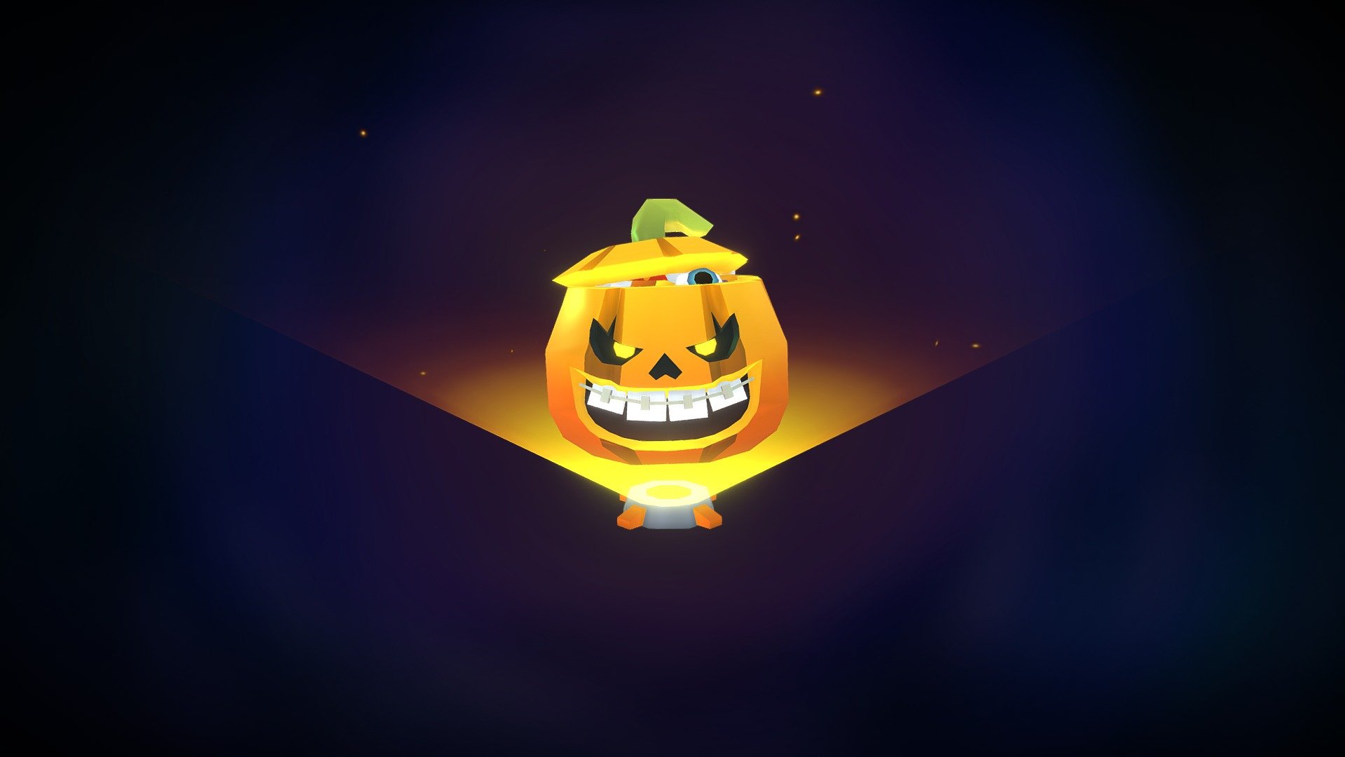 Box world Halloween loot-box. 
Stylized PBR rigged and animated (30fps) loot box for Your game

Triangle count aprox 1700k
Texture size is 1024x1024
Animations: All animations in one - Drop in - Closed state loop - Opening animation

Feel free to contact us if You need custom made loot-boxes and animations similar to this.

Our Studio LInks
Discord - Webpage - Instagram - Twitter - Youtube - Facebook - Loot Box Halloween pumpkin animated - Buy Royalty Free 3D model by Yeyo Studio (@yeyostudio) 3d model