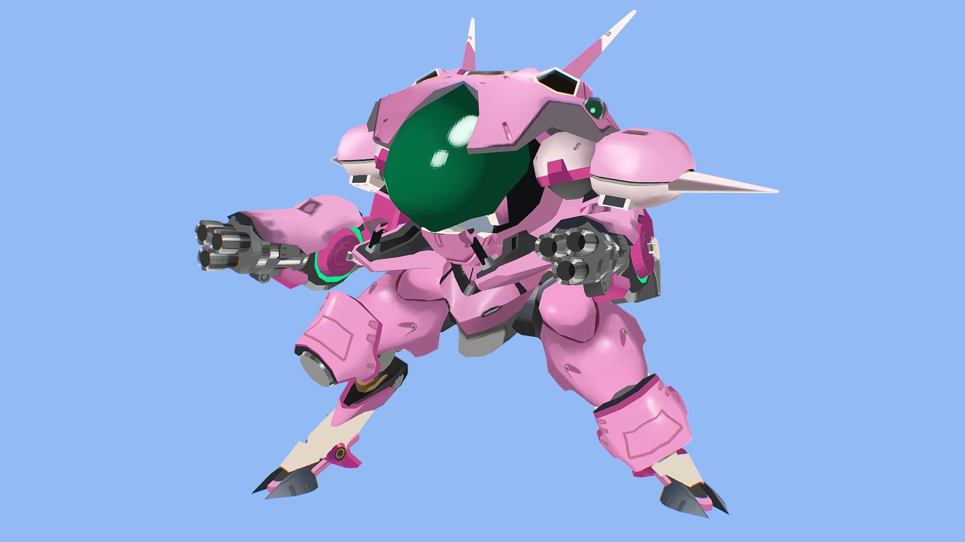 D.Va's MEKA unit, from Overwatch. Texture is 1024x1024.
Opacity map would also make the windshield semi-transparent, but doesn't translate well 3d model