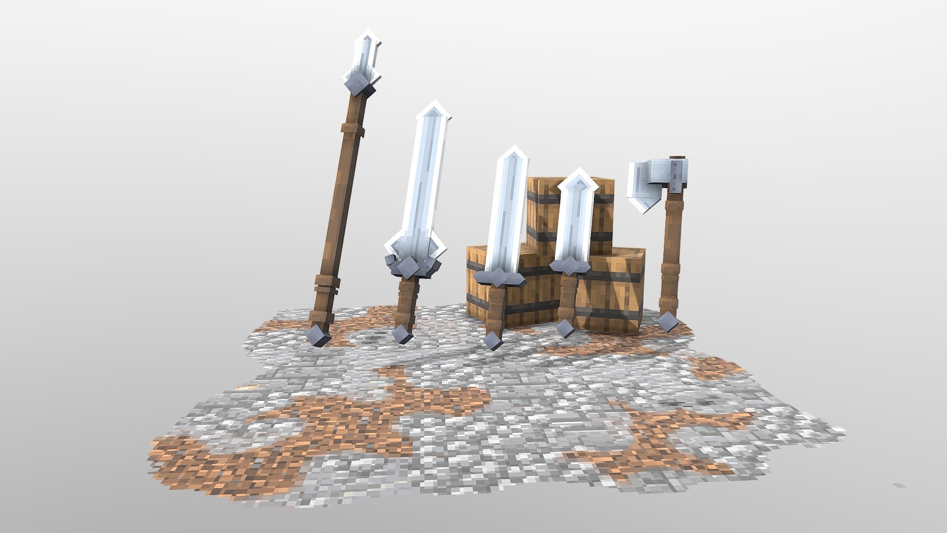 This model is the Medieval Weapon model set, which has many weapon. This model has no animation and does not glow. Which, if a friend buys this model, will receive the .Zip file that I have prepared, which consists of the model and texture of every device




Options : heavy sword, sword, dagger, axe, spere.

Requires Optifine : no

Java/Bedrock : Java

minecraft : 1.19.2 and older.

File formats included : JSON, OTHER, PNG
 - [ MC ] Item : Medieval Weapon - Buy Royalty Free 3D model by iJUNE 3d model