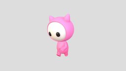 Character260 Rigged Mascot toon, cute, little, baby, toy, figure, devil, mascot, doll, rig, pink, horn, character, girl, cartoon, stylized, monster, anime, funny, noai, jobi