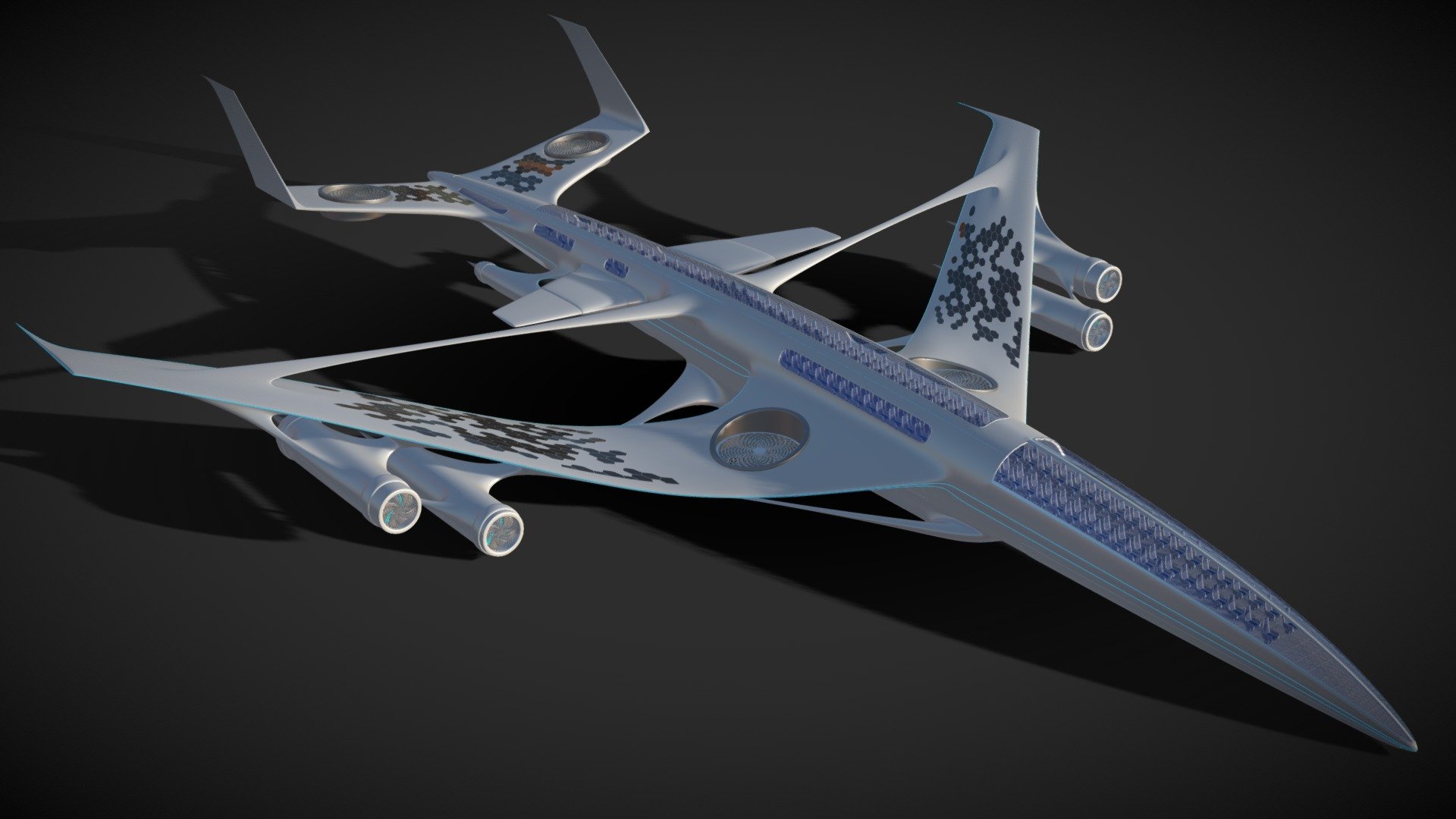 Detailed 3D Model of a generic aircraft of the future 3d model