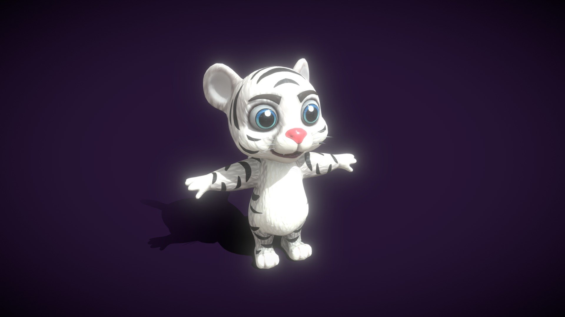 Cartoon White Tiger 3D Model is completely ready to be used in your games, animations, films, designs etc.  

All textures and materials are included and mapped in every format. The model is completely ready for use visualization in any 3d software and engine.  

Technical details:  




File formats included in the package are: FBX, OBJ, GLB, ABC, DAE, PLY, STL, BLEND, gLTF (generated), USDZ (generated)

Native software file format: BLEND

Render engine: Eevee

Polygons: 6,120

Vertices: 5,789

Textures: Color, Metallic, Roughness, Normal, AO

All textures are 2k resolution.
 - Cartoon White Tiger 3D Model - Buy Royalty Free 3D model by 3DDisco 3d model