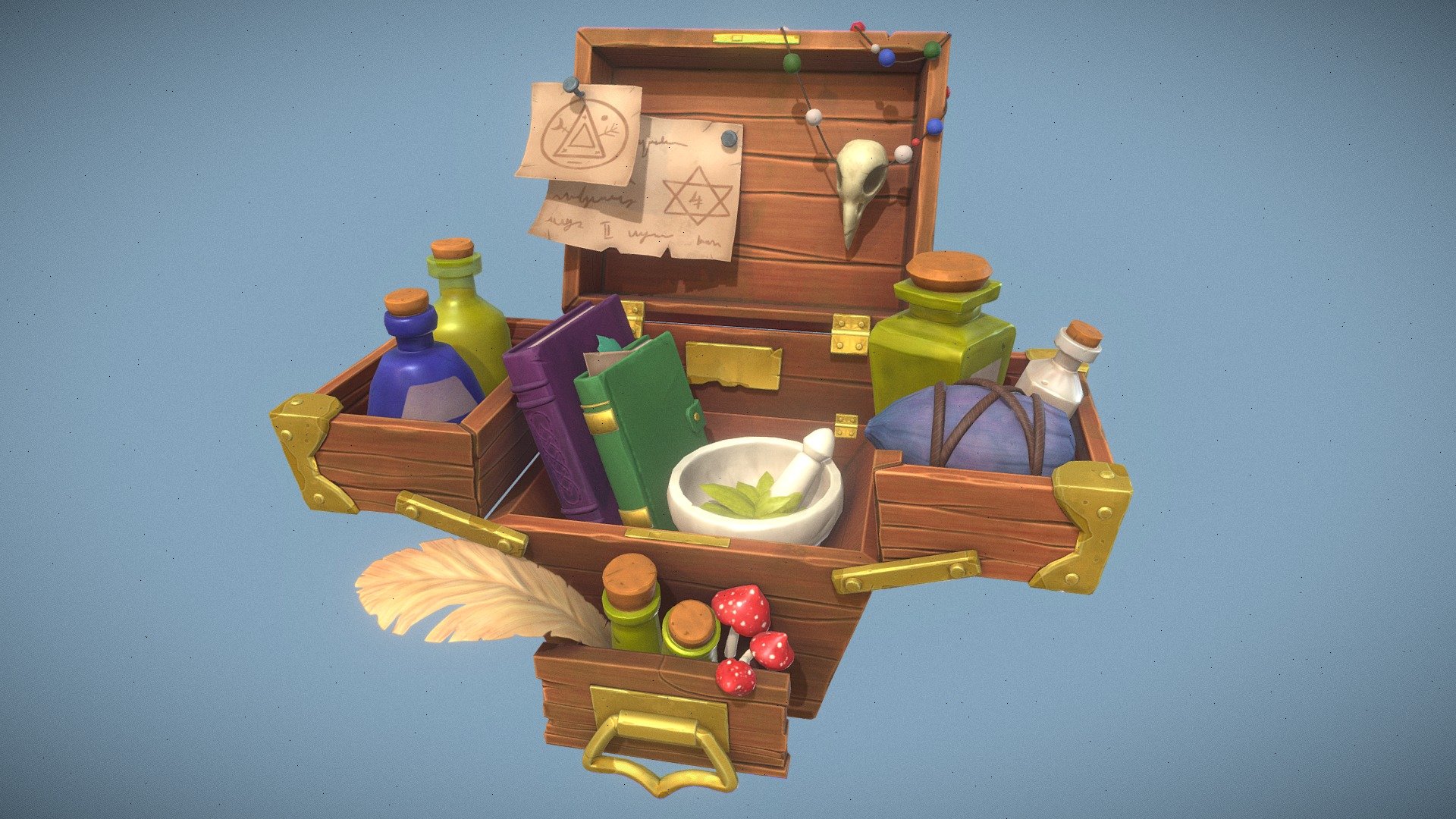 This is a game ready prop based on Stacy Frantsek's lovely Alchemy Chest concept. It was a beautiful concept to make and I'm really happy how it came out at the end. My ArtStation for more: https://www.artstation.com/clypso - Stylized Alchemy Chest - 3D model by clypso 3d model