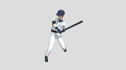 05 Baseball Player character, cartoon, lowpoly