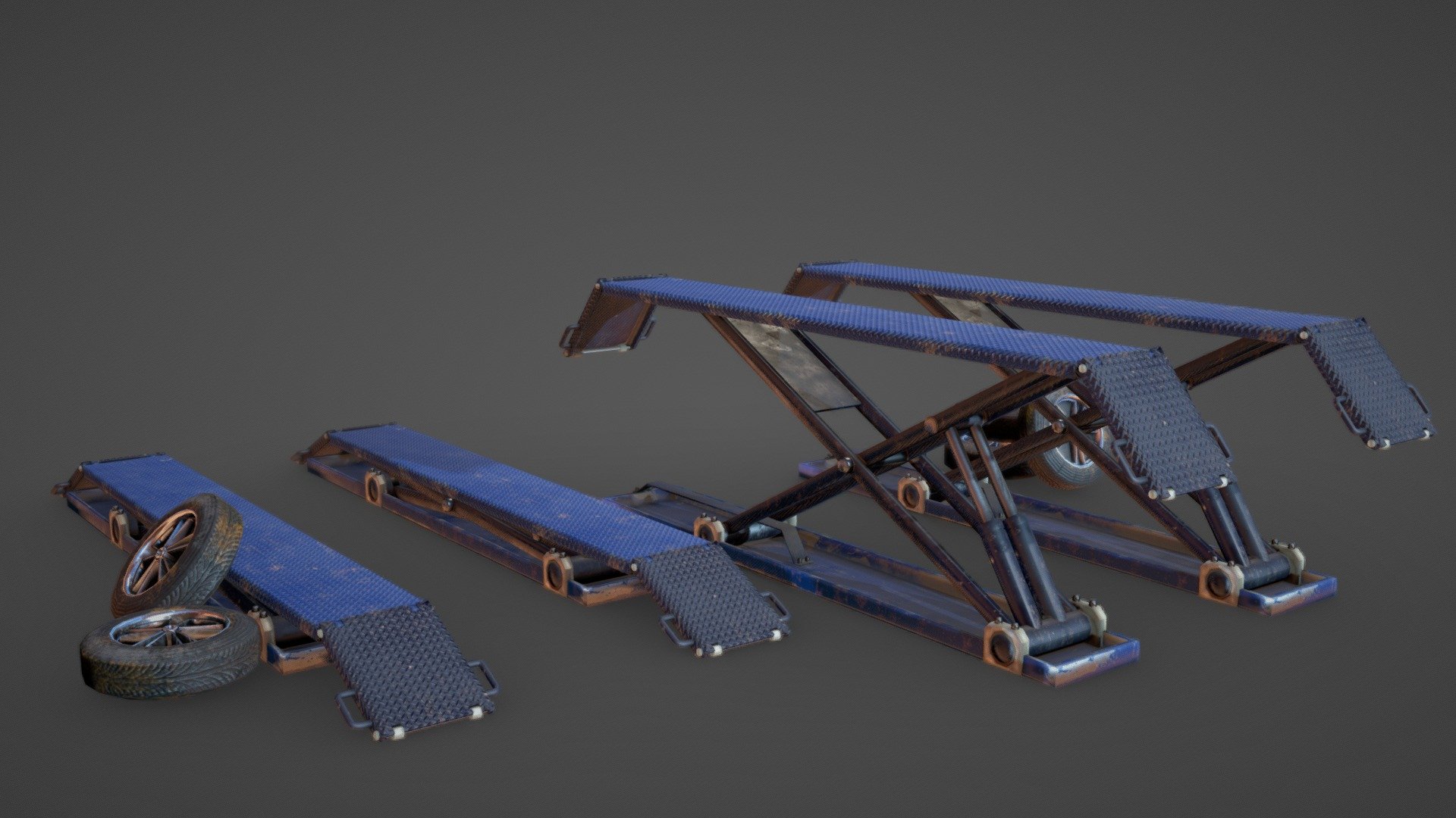 I made game ready hydraulic car for our old game: https://store.steampowered.com/app/430230/Grass_Max/ 
I Hope I will have had time for some other new assets 3d model