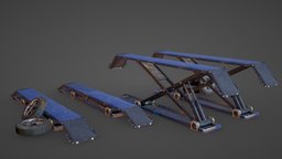 Game ready hydraulic car lifter vehicles, cars, retopology, metalic, metal, tier, lowpolymodel, gamereadyasset, tiers, game, vehicle, lowpoly, design, car, gameready