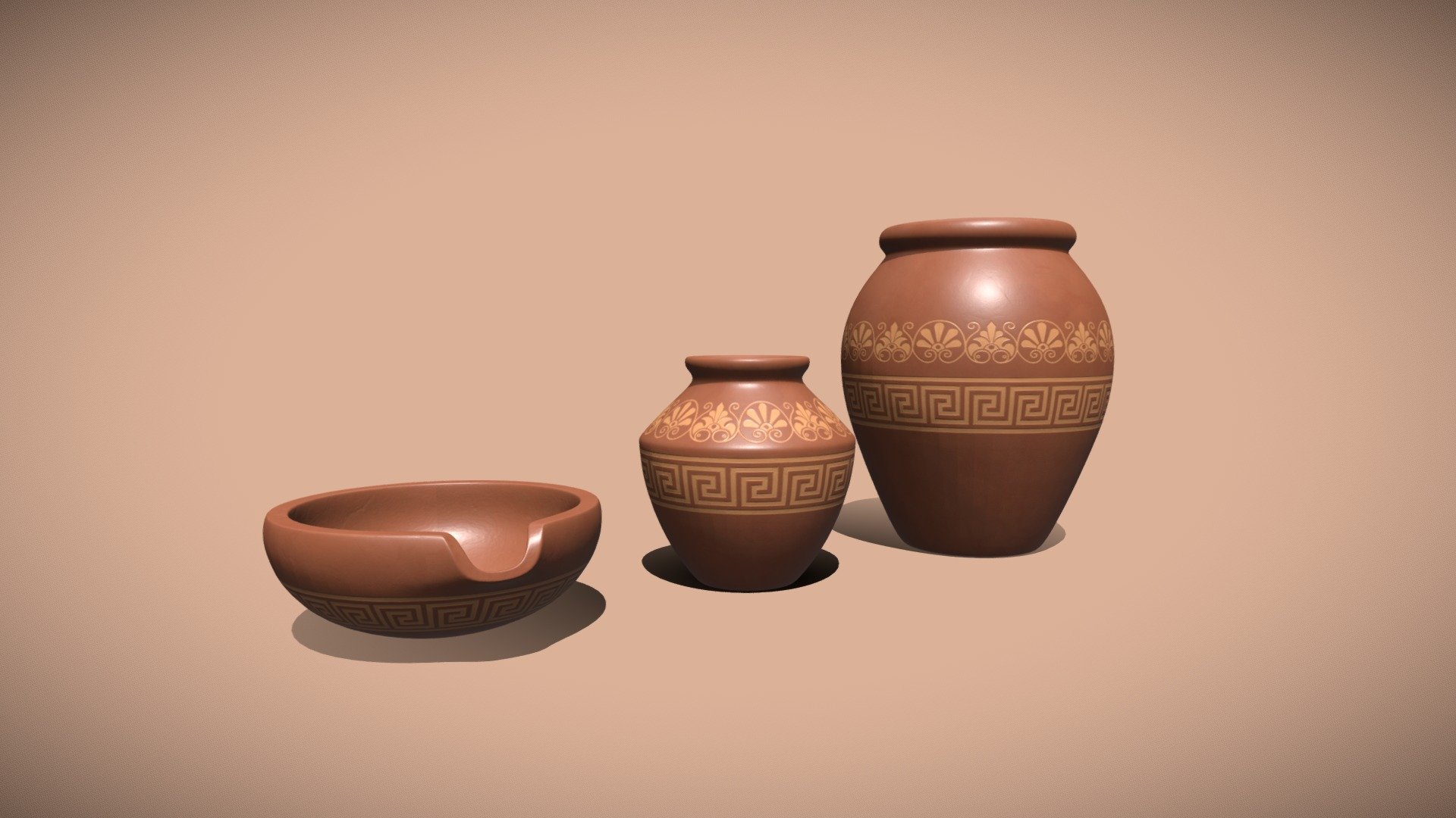 A pack of 3 antique clay pots/bowl.

Polygons/Vertices:




Low Poly: 805/825

High Poly: 12,992/12,998

Available File variants:




BLEND (Modifiers not applied)

OBJ (Low Poly + High Poly)
 - Antique Pottery - Clay Pots and Bowl - Buy Royalty Free 3D model by Render at Night (@Render_at_Night) 3d model