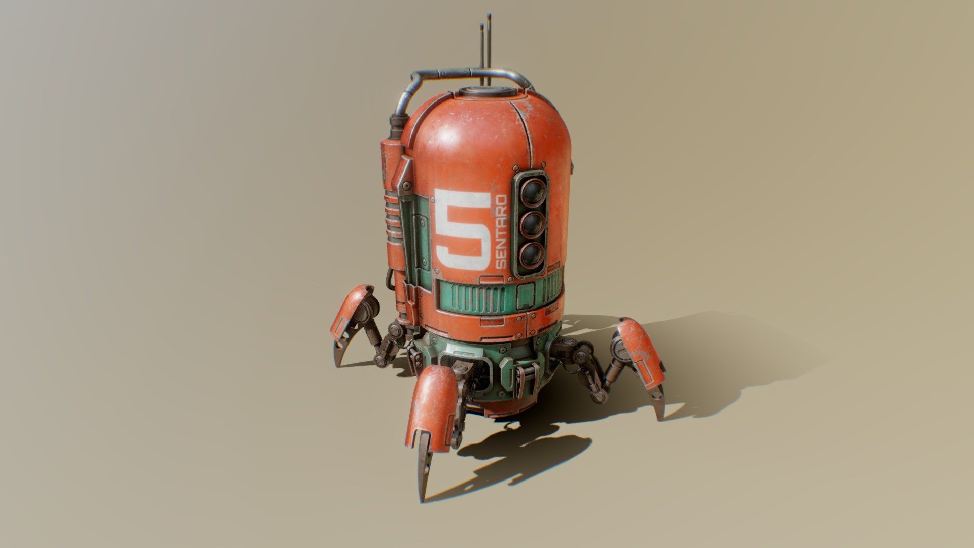 Robot created for my Substance Painter live at Adobe Max 2020 - Sentaro Bot Number 5 - 3D model by Wes McDermott (@wesmcdermott) 3d model