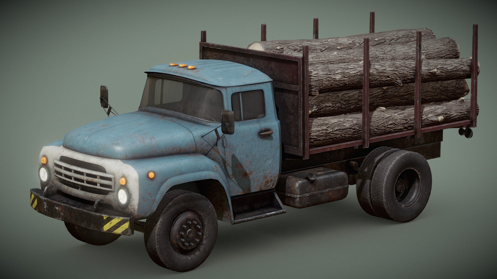 Old and rusty, Soviet truck inspired by the trucks produced by ZIL.
Here in a &ldquo;logging truck