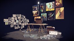 Virtual Workshop drawing, paper, painting, diorama, 2d, rds, sketches, character-design, illustration, canvas, attic, character, photoshop, art, design, doodles