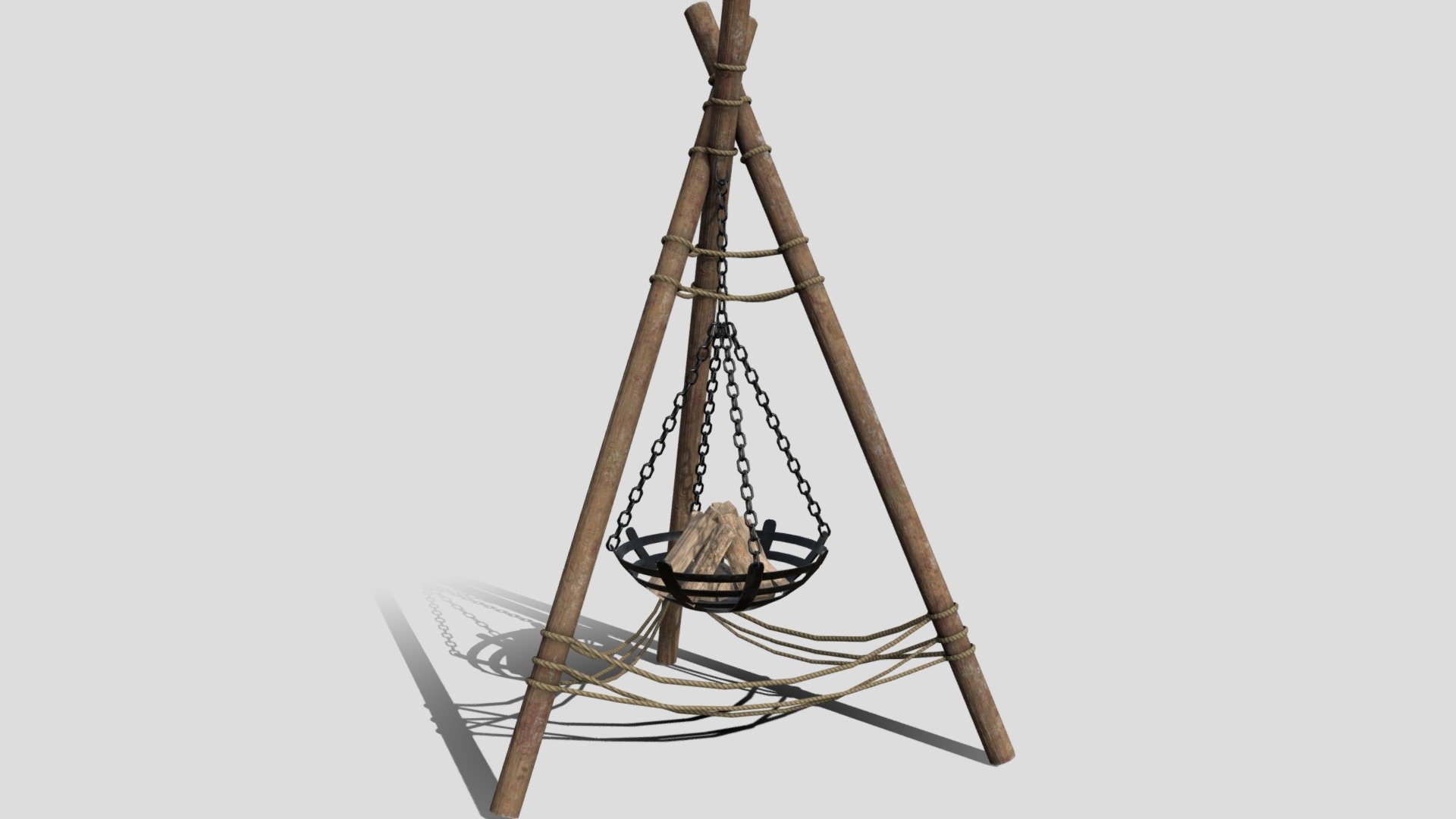 A crude standing brazier with a log fire as a seperate model. Made up of two PBR materials. Works great in any modern game engine or for rendering purposes.
Textures are in 4096x4096 resolution:




Diffuse/Base color

Metallic

Normal map

Ambient Occlusion

Roughness

Textures were created in, and exported from, Substance Painter.
Model created with, and native to, Blender.

For any help or inquiries please message me directly 3d model