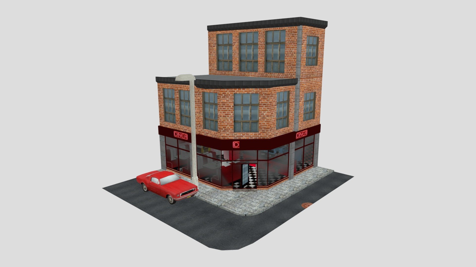 A Diner Building I created for a university project 3d model