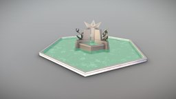 Adelaidevic Square square, fountain, landmark, statue, architecture, game, lowpoly, building