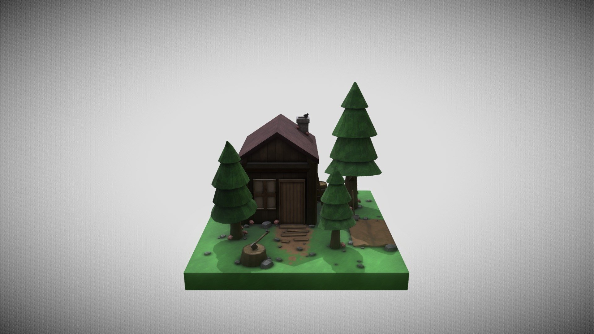 Low Poly build of a small forest scene 3d model
