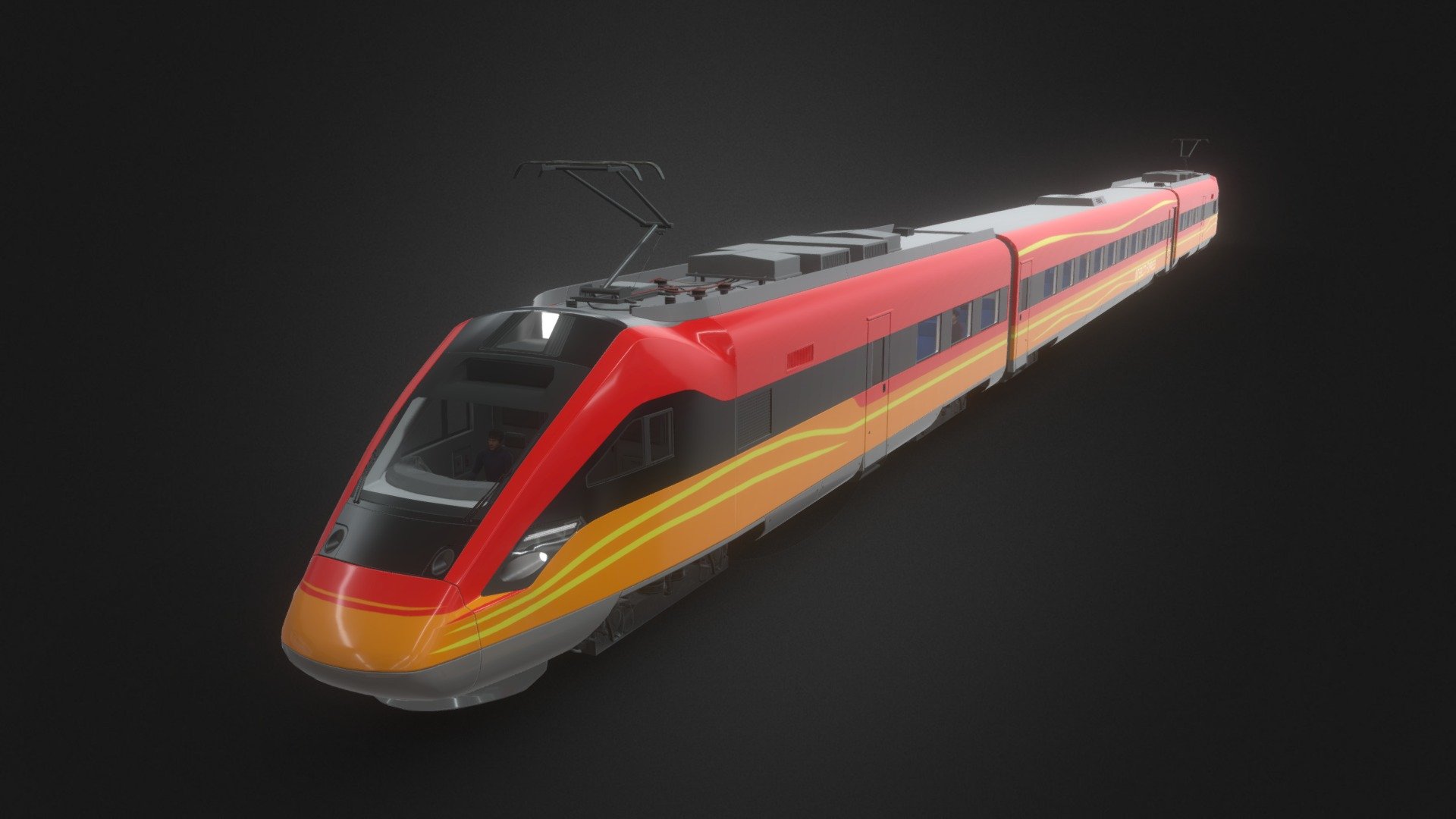 Made for UE4 Marketplace - Intercity Train - 3D model by lyoshko 3d model