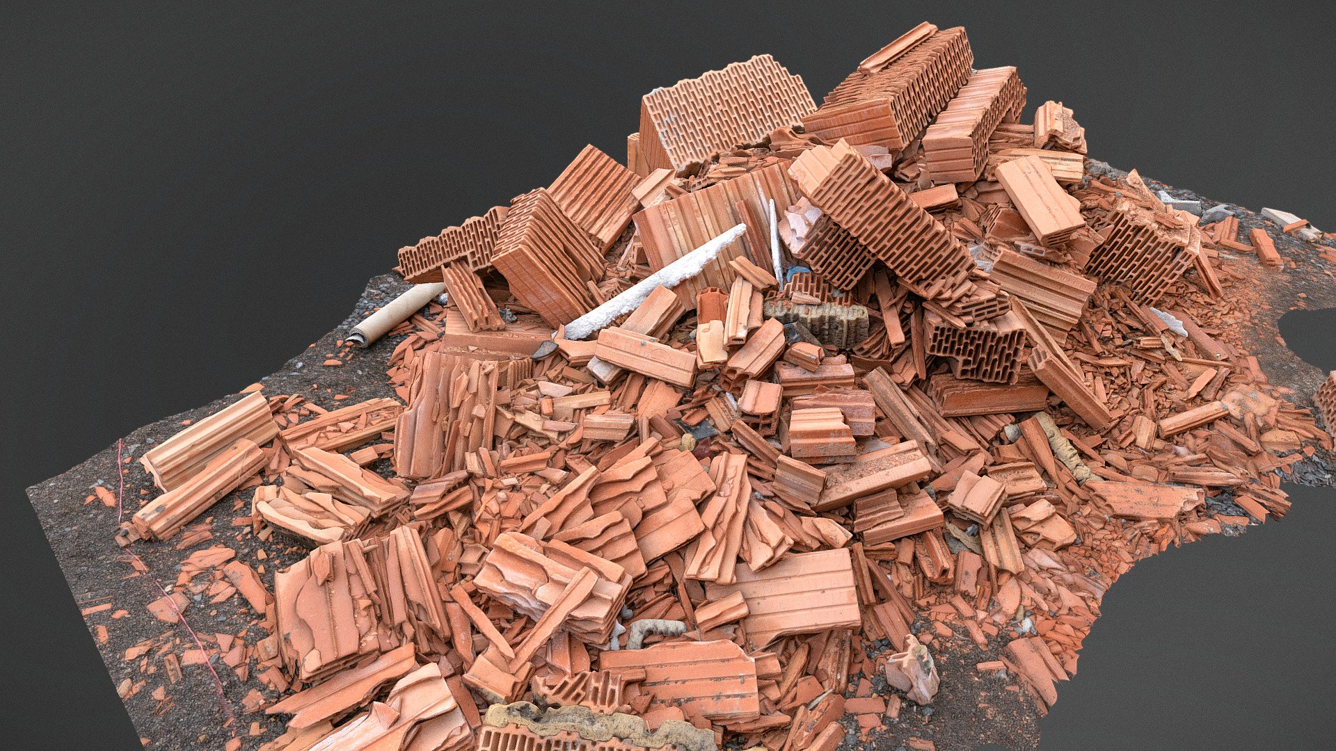 Crushed broken waste modern building perforated thermo bricks on gravel ground construction site

photogrammetry scan (150x36mp), 4x8k textures + hd normals - Broken thermo bricks - Buy Royalty Free 3D model by matousekfoto 3d model