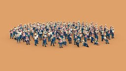 200 Posed Construction Workers Low-Poly Style