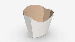 French fries paper box 01 food, french, white, packaging, carton, template, paper, fast, brown, cardboard, mockup, box, fries, 3d, pbr