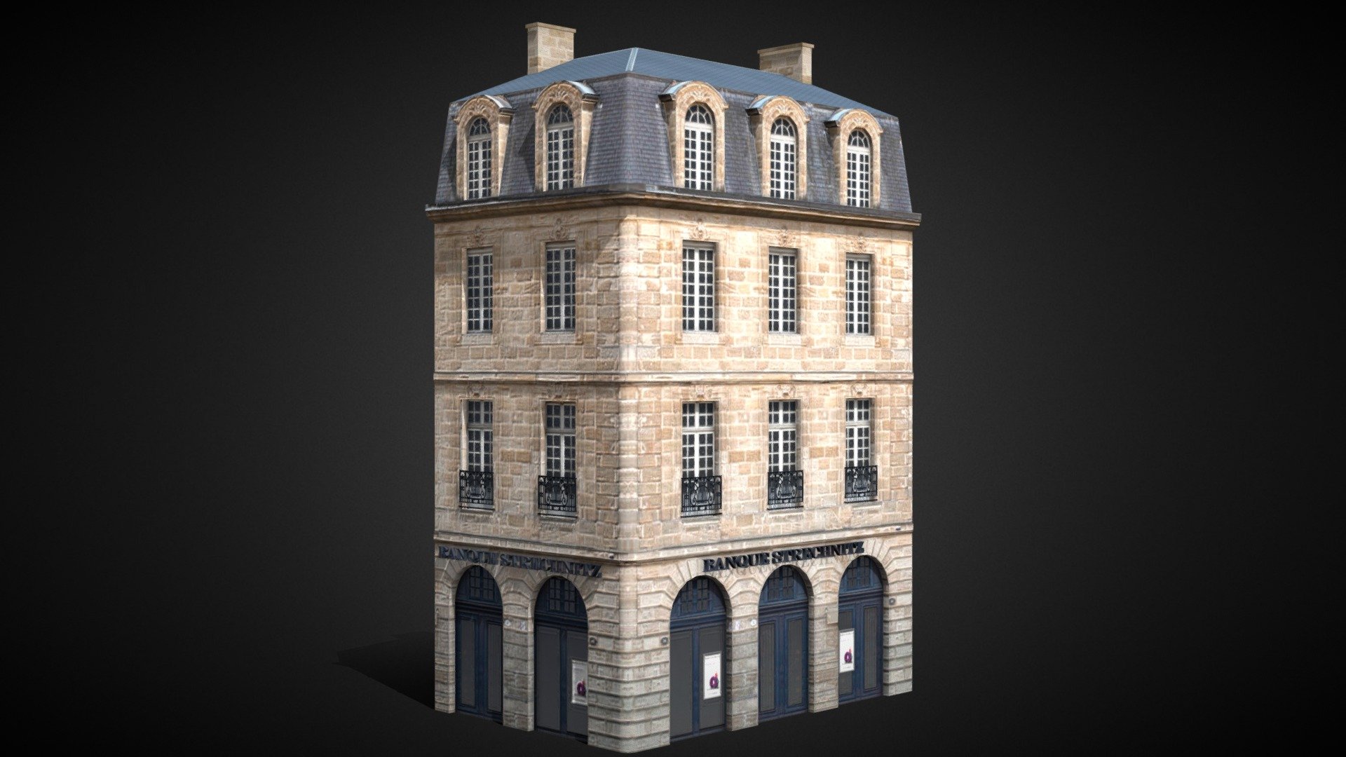 Custom low-poly asset made with Blender and Gimp for the Cities: Skylines video game. Available on the Steam Workshop here: https://steamcommunity.com/sharedfiles/filedetails/?id=1873911748 - Bordeaux Flat 1 corner [France] - Download Free 3D model by Lost Gecko (@Lost_Gecko) 3d model